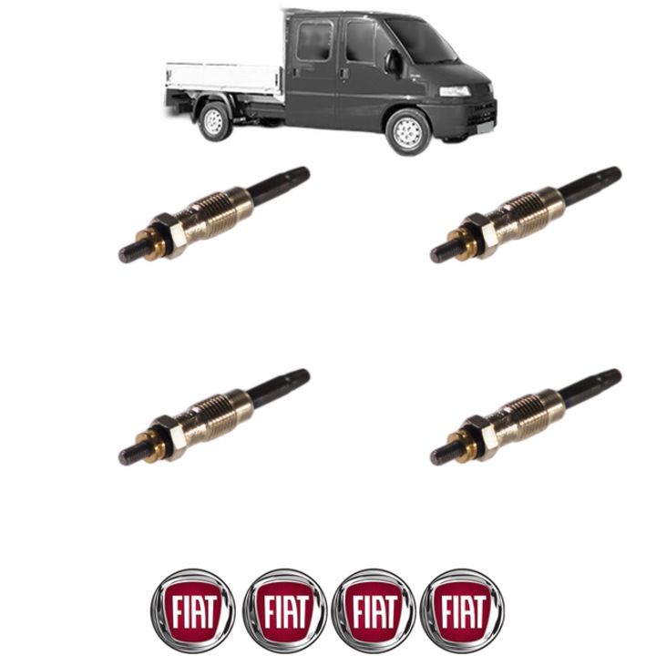 Set 4 Bujii Incandescente FIAT DUCATO Platform/Chassis (230_) 1.9 TD CP 82 din 1994-2002, Bujie motor, Bosch, 4x Stickere auto cu FIAT