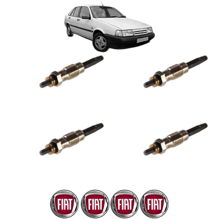 Set 4 Bujii Incandescente FIAT TEMPRA S.W. (159_) 1.9 TD (159.AI, 159.BI, 159.CU, 159.AU) CP 90 din 1991-1995, Bujie motor, Bosch, 4x Stickere auto cu FIAT