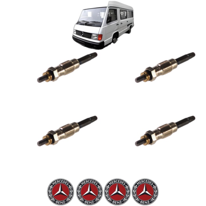Set 4 Bujii Incandescente MERCEDES-BENZ MB Bus (W631) D (631.333, 631.343, 631.334, 631.344) CP 72 din 1988-1992, Bujie motor, Bosch, 4x Stickere auto cu MERCEDES-BENZ