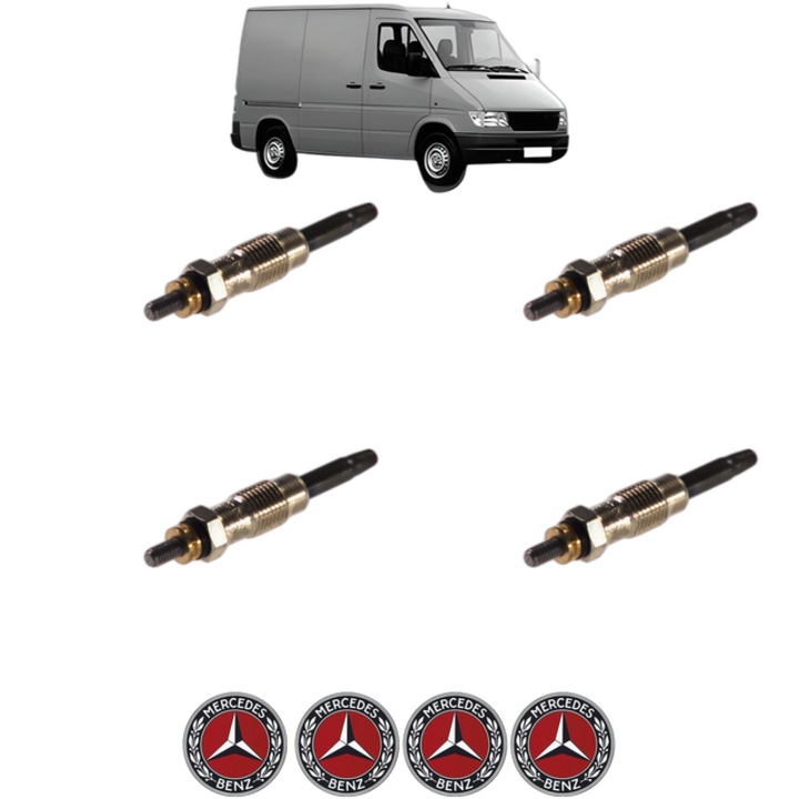 Set 4 Bujii Incandescente MERCEDES-BENZ SPRINTER 2-t Van (B901, B902) 212 D (901.461, 901.462, 902.461, 902.462) CP 122 din 1995-2000, Bujie motor, Bosch, 4x Stickere auto cu MERCEDES-BENZ