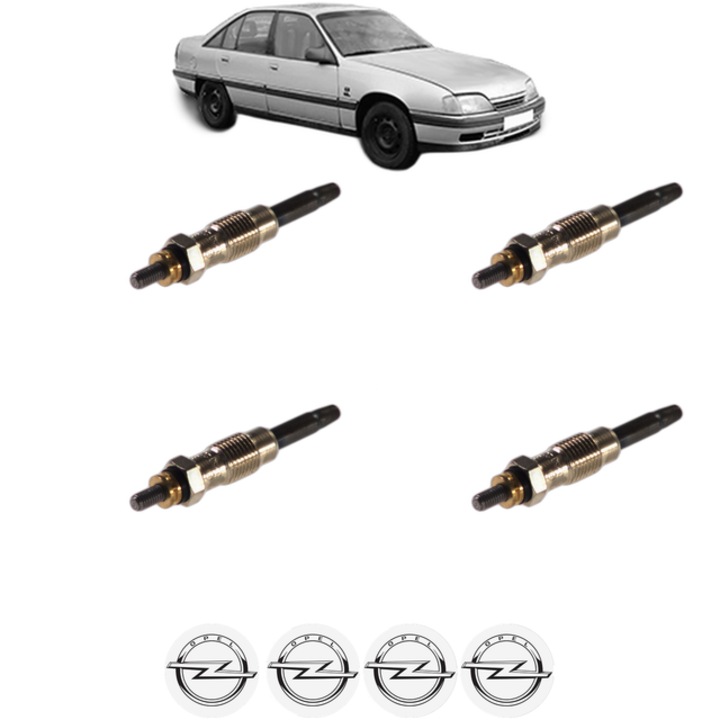 Set 4 Bujii Incandescente OPEL OMEGA A (V87) 2.3 D (F19, M19, N19) CP 73 din 1986-1994, Bujie motor, Bosch, 4x Stickere auto cu OPEL