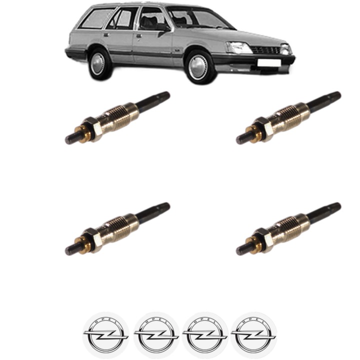 Set 4 Bujii Incandescente OPEL REKORD E Estate (61_, 66_, 67_) 2.3 D CP 71 din 1982-1986, Bujie motor, Bosch, 4x Stickere auto cu OPEL