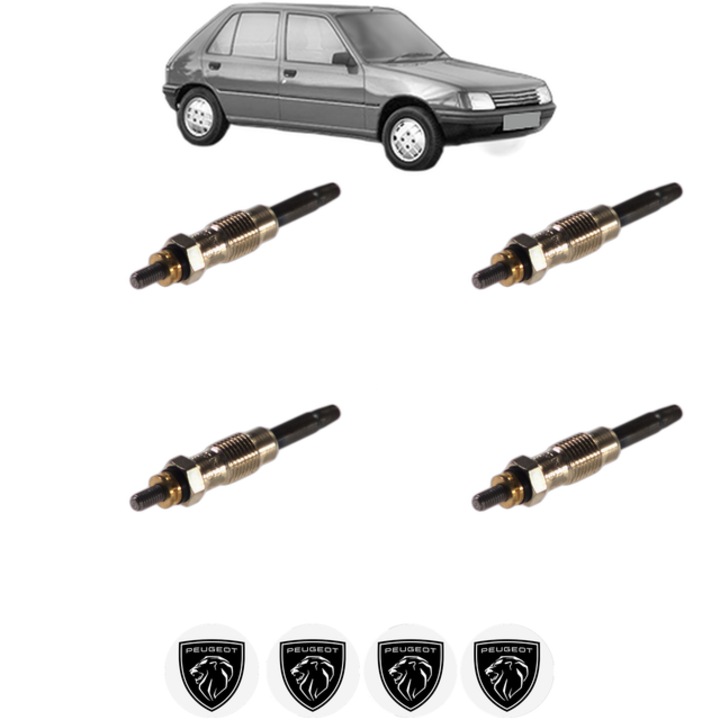 Set 4 Bujii Incandescente PEUGEOT 205 II (20A/C) 1.9 Diesel CP 69 din 1987-1994, Bujie motor, Bosch, 4x Stickere auto cu PEUGEOT