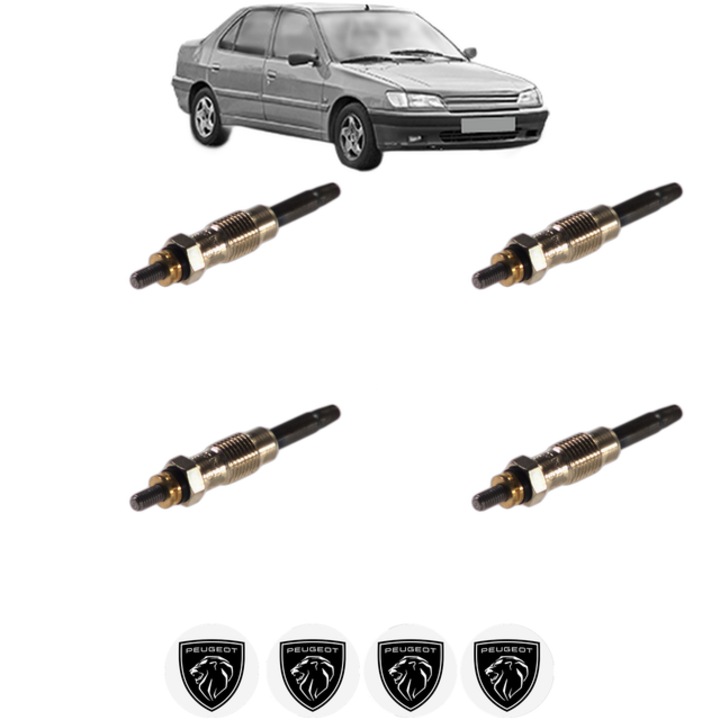 Set 4 Bujii Incandescente PEUGEOT 306 (7B, N3, N5) 1.9 SLD CP 68 din 1994-2001, Bujie motor, Bosch, 4x Stickere auto cu PEUGEOT