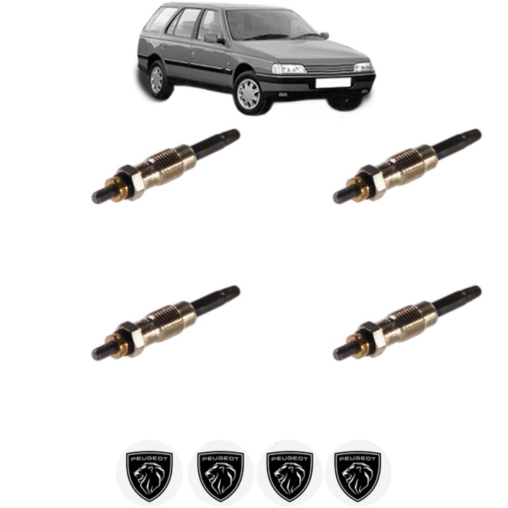 Set 4 Bujii Incandescente PEUGEOT 405 II Break (4E) 1.9 TD CP 90 din 1992-1996, Bujie motor, Bosch, 4x Stickere auto cu PEUGEOT