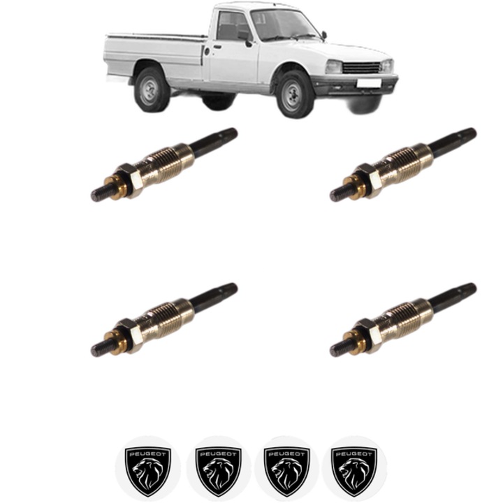 Set 4 Bujii Incandescente PEUGEOT 504 Pickup (E_) 1.9 D CP 56 din 1981-1986, Bujie motor, Bosch, 4x Stickere auto cu PEUGEOT