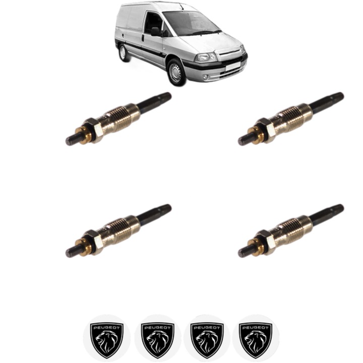Set 4 Bujii Incandescente PEUGEOT EXPERT Van (222) 1.9 TD CP 90 din 1996-2000, Bujie motor, Bosch, 4x Stickere auto cu PEUGEOT