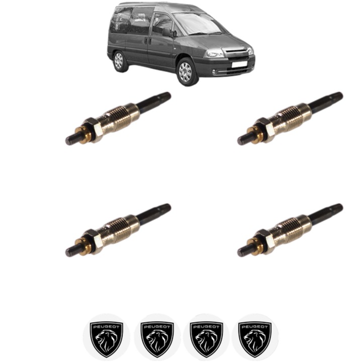 Set 4 Bujii Incandescente PEUGEOT EXPERT (224_) 1.9 D CP 70 din 1996-1998, Bujie motor, Bosch, 4x Stickere auto cu PEUGEOT