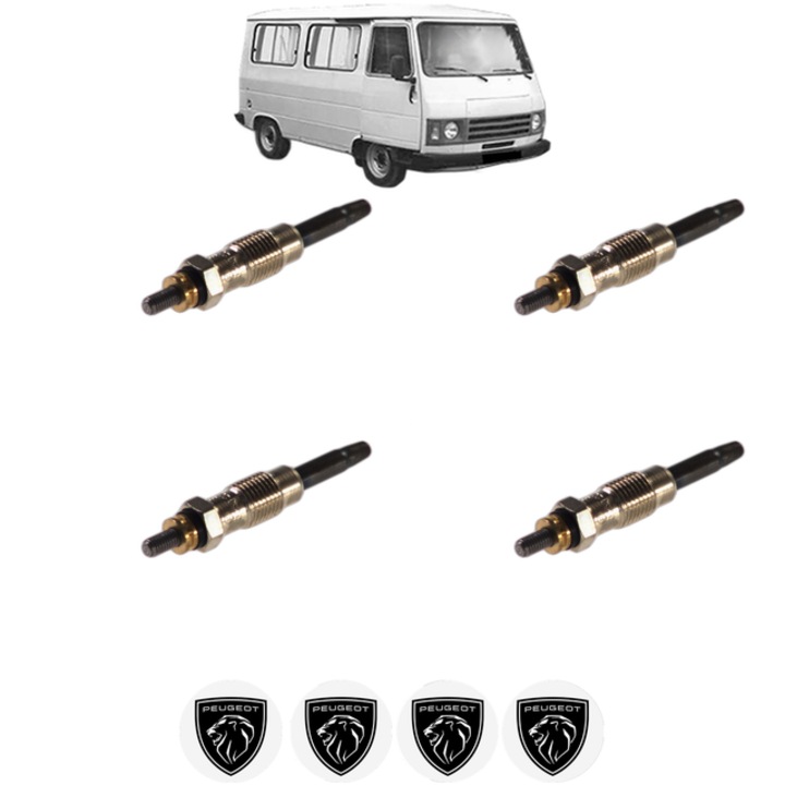 Set 4 Bujii Incandescente PEUGEOT J9 Bus 2.3 D CP 67 din 1980-1982, Bujie motor, Bosch, 4x Stickere auto cu PEUGEOT
