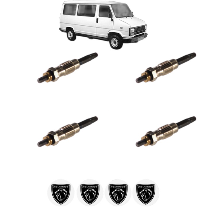 Set 4 Bujii Incandescente PEUGEOT J5 Bus (280P) 2.5 D CP 73 din 1981-1990, Bujie motor, Bosch, 4x Stickere auto cu PEUGEOT