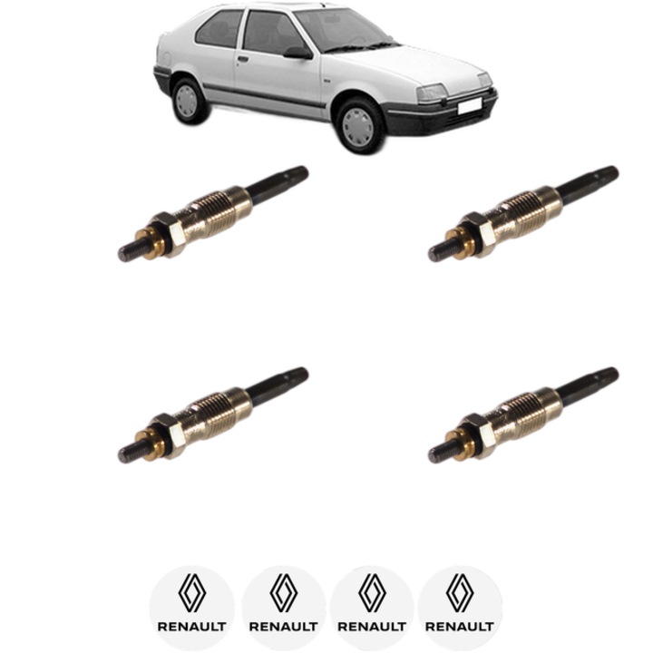 Set 4 Bujii Incandescente RENAULT 19 I (B/C53_) 1.9 D (B/C534, B/C53J) CP 64 din 1988-1992, Bujie motor, Bosch, 4x Stickere auto cu RENAULT