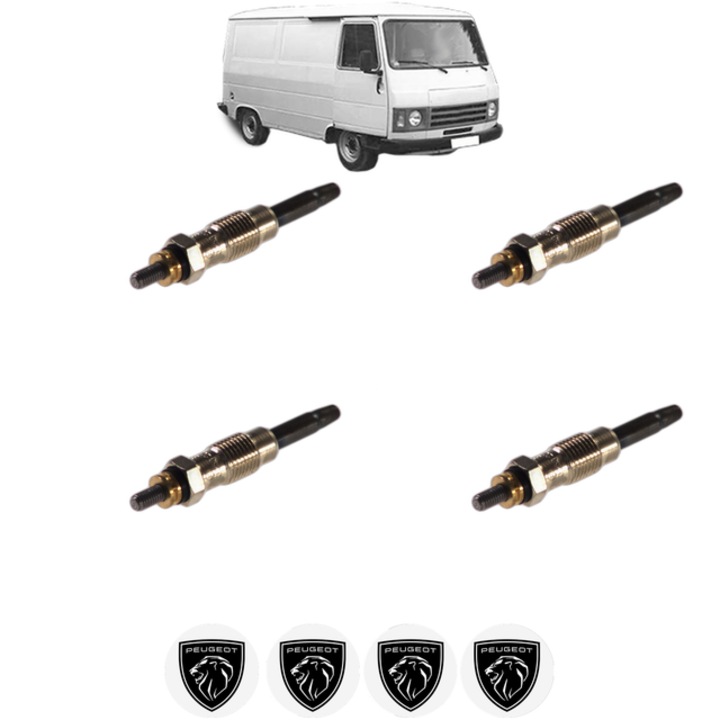 Set 4 Bujii Incandescente PEUGEOT J9 Van 2.5 D CP 72 din 1982-1987, Bujie motor, Bosch, 4x Stickere auto cu PEUGEOT