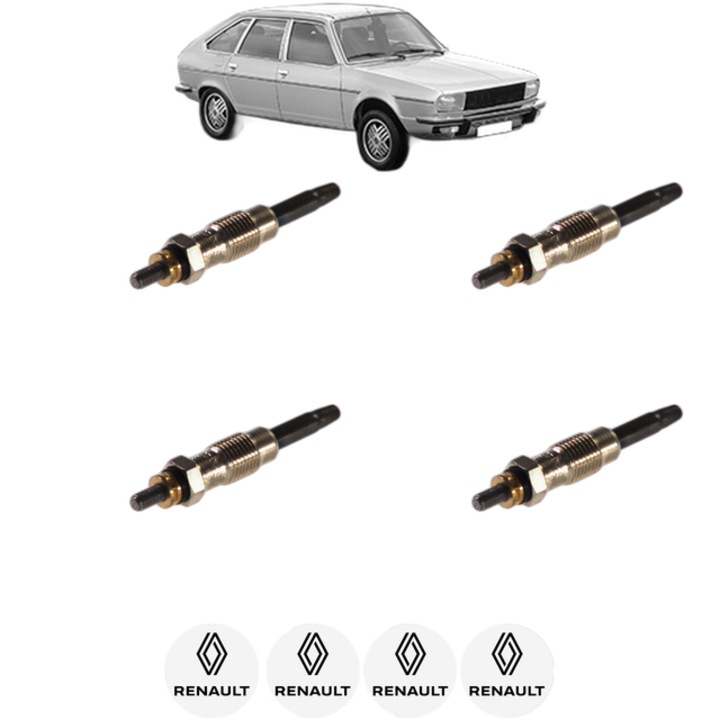 Set 4 Bujii Incandescente RENAULT 20 (127_) 2.1 TD CP 86 din 1982-1983, Bujie motor, Bosch, 4x Stickere auto cu RENAULT