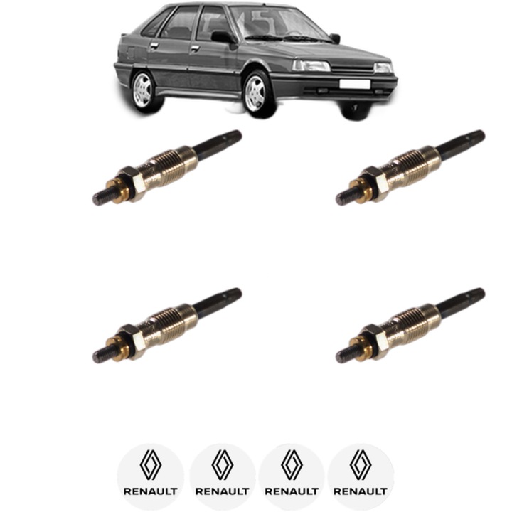 Set 4 Bujii Incandescente RENAULT 21 (B48_) 2.1 Turbo-D (B486, B488, B48V) CP 88 din 1989-1994, Bujie motor, Bosch, 4x Stickere auto cu RENAULT