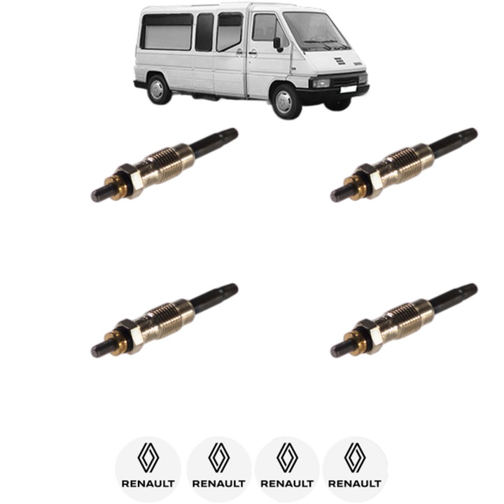 Set 4 Bujii Incandescente RENAULT MASTER I Bus (T__) 2.1 D CP 60 din 1989-1995, Bujie motor, Bosch, 4x Stickere auto cu RENAULT