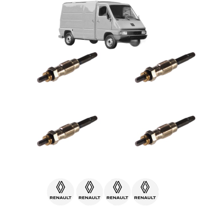 Set 4 Bujii Incandescente RENAULT MASTER I Van (T__) 28-35 2, 5 TD CP 98 din 1989-1998, Bujie motor, Bosch, 4x Stickere auto cu RENAULT