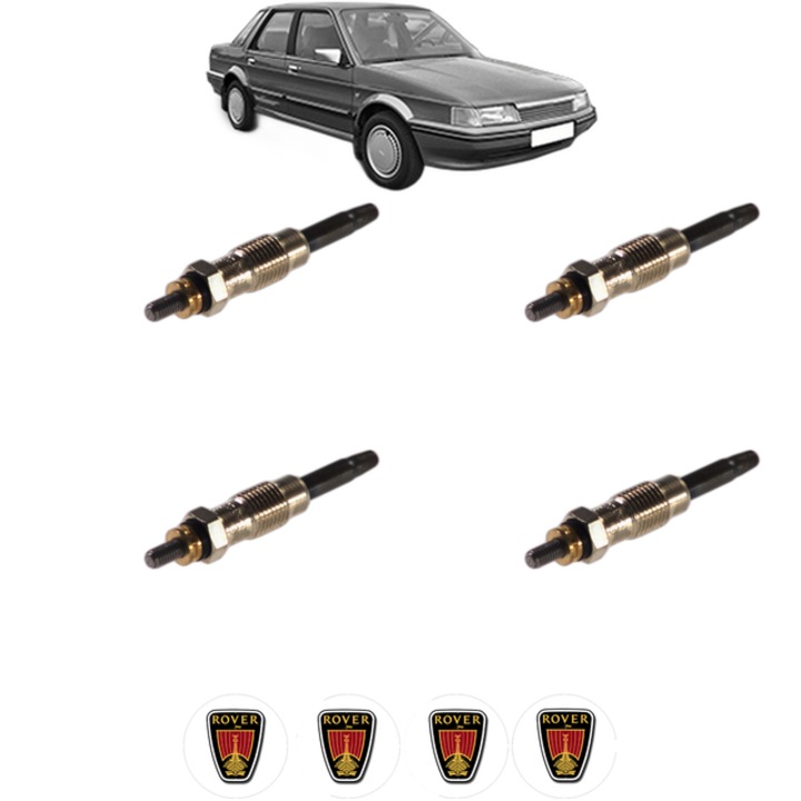 Set 4 Bujii Incandescente ROVER MONTEGO 2.0 D Turbo CP 82 din 1988-1995, Bujie motor, Bosch, 4x Stickere auto cu ROVER