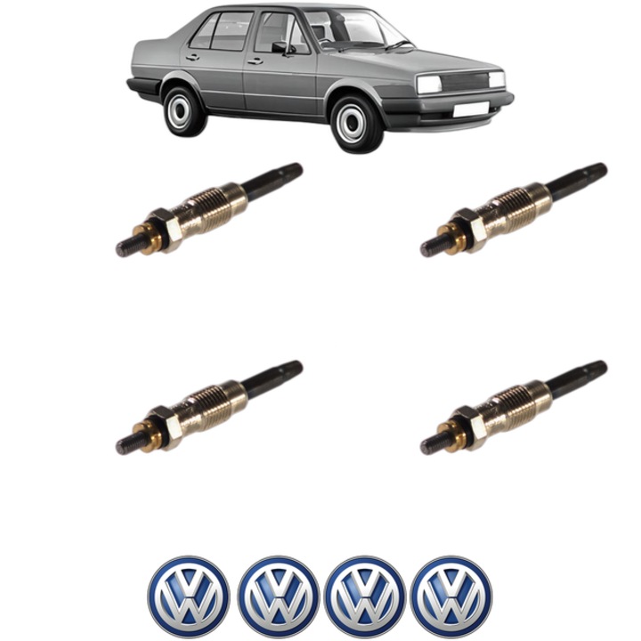 Set 4 Bujii Incandescente Volkswagen JETTA II (19E, 1G2, 165) 1.6 D CP 54 din 1984-1991, Bujie motor, Bosch, 4x Stickere auto cu Volkswagen