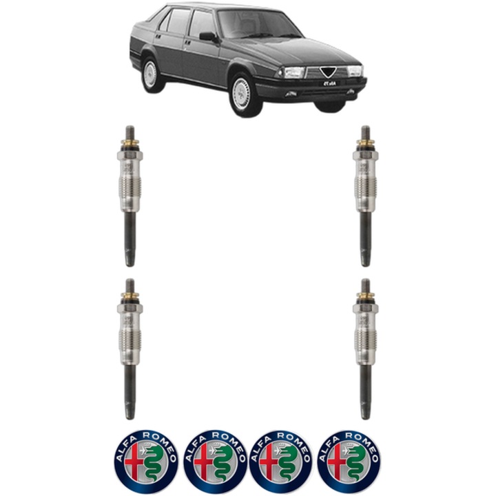 Set 4 Bujii Incandescente ALFA ROMEO 75 (162_) 2.4 TD (162B5) CP 112 din 1989-1992, Bujie motor, Bosch, 4x Stickere auto cu ALFA ROMEO