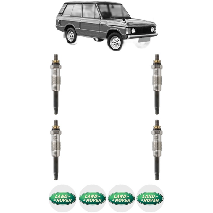 Set 4 Bujii Incandescente LAND ROVER RANGE ROVER I 2.4 TD 4x4 CP 121 din 1989-1992, Bujie motor, Bosch, 4x Stickere auto cu LAND ROVER