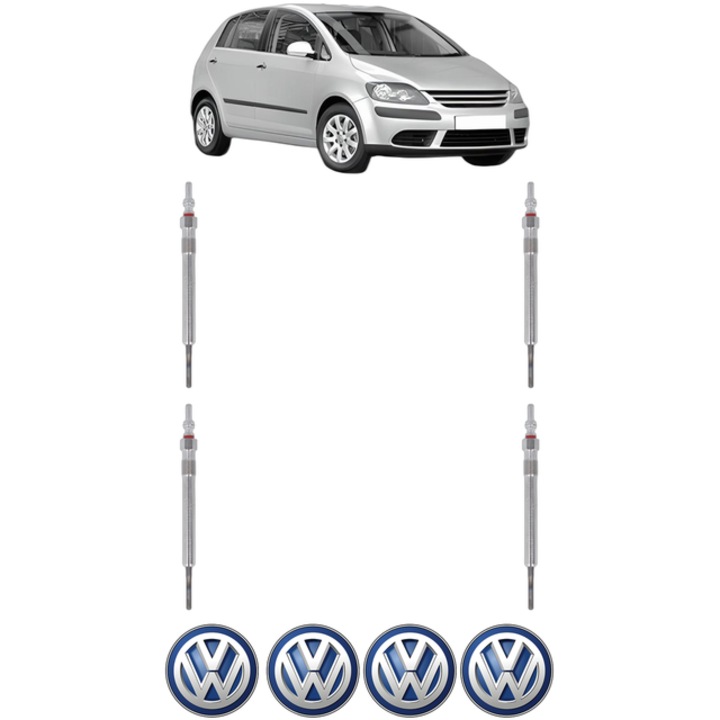 Set 4 Bujii Incandescente Volkswagen GOLF PLUS V (5M1, 521) 1.6 TDI CP 105 din 2009-2013, Bujie motor, Bosch, 4x Stickere auto cu Volkswagen