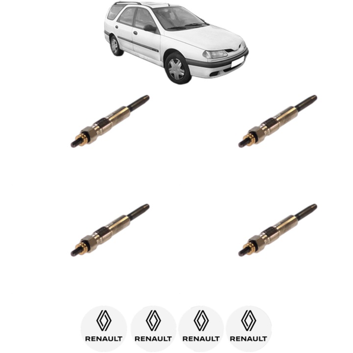 Set 4 Bujii Incandescente RENAULT LAGUNA I Grandtour (K56_) 2.2 D (K56F/2, S56F) CP 83 din 1995-2001, Bujie motor, Bosch, 4x Stickere auto cu RENAULT