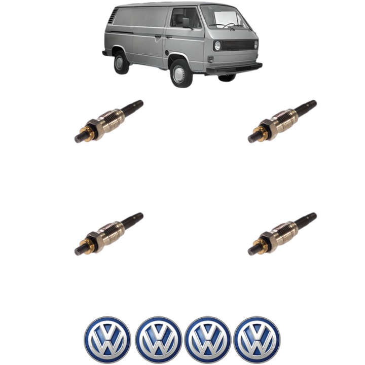 Set 4 Bujii Incandescente Volkswagen TRANSPORTER T3 Van (24_, 25_) 1.6 TD CP 69 din 1984-1992, Bujie motor, Bosch, 4x Stickere auto cu Volkswagen