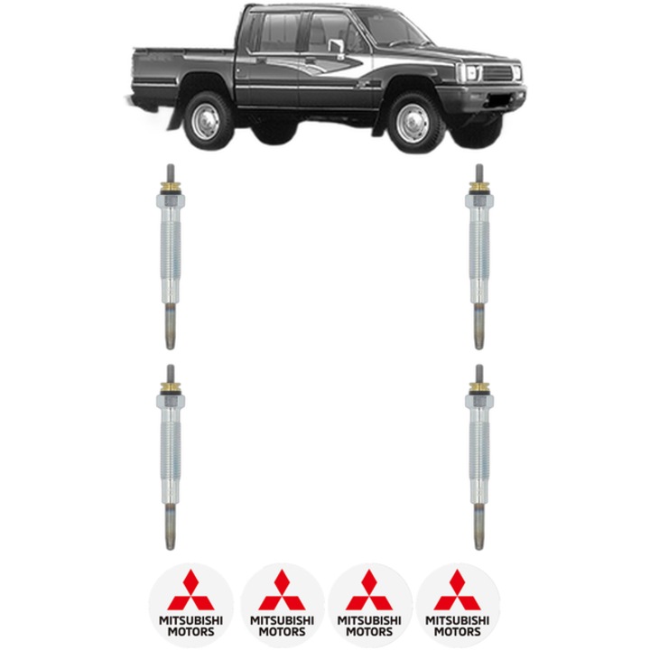 Set 4 Bujii Incandescente MITSUBISHI L200 (K3_T, K2_T, K1_T, K0_T) 2.5 D (K14T) CP 70 din 1986-1996, Bujie motor, Bosch, 4x Stickere auto cu MITSUBISHI