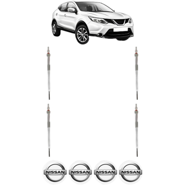 Set 4 Bujii Incandescente NISSAN QASHQAI II (J11, J11_) 1.6 dCi ALL MODE 4x4-i CP 130 din 2013, Bujie motor, Bosch, 4x Stickere auto cu NISSAN