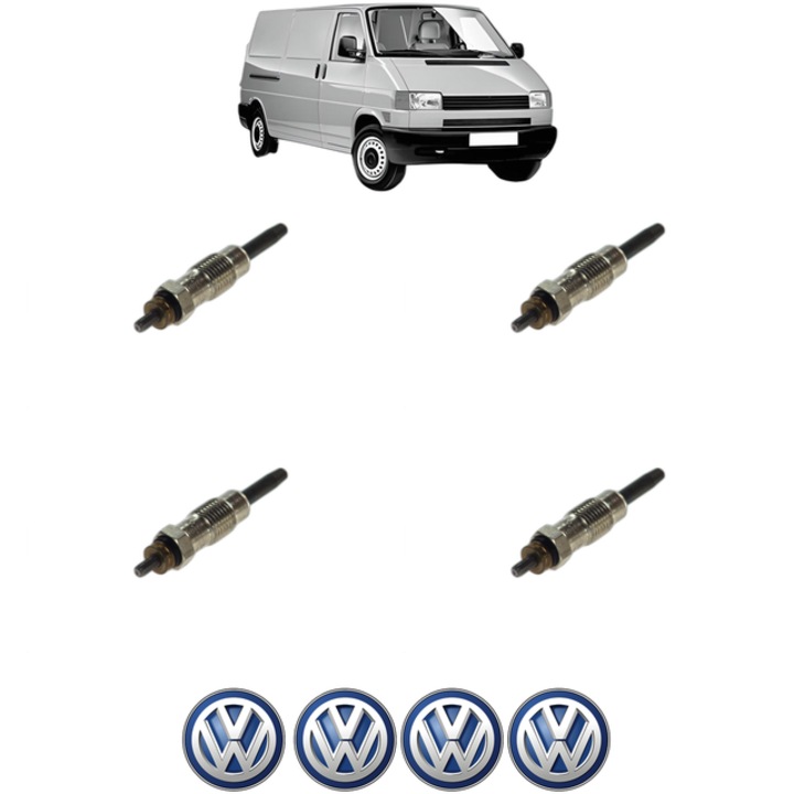 Set 4 Bujii Incandescente Volkswagen TRANSPORTER T4 Van (70A, 70H, 7DA, 7DH, 70J) 2.4 D CP 75 din 1997-2003, Bujie motor, Bosch, 4x Stickere auto cu Volkswagen