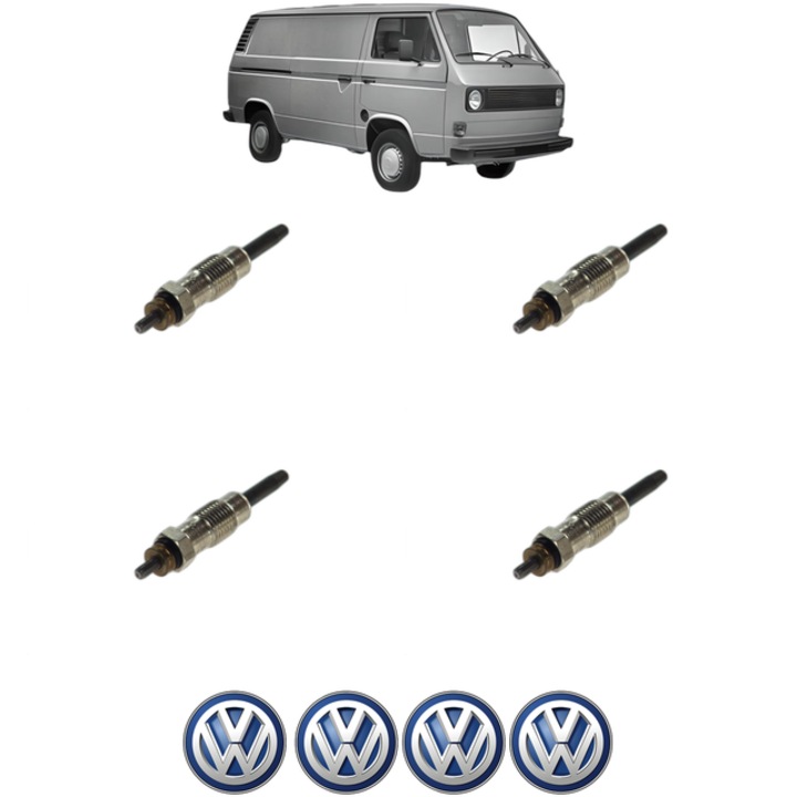 Set 4 Bujii Incandescente Volkswagen TRANSPORTER T3 Van (24_, 25_) 1.6 TD CP 69 din 1984-1992, Bujie motor, Bosch, 4x Stickere auto cu Volkswagen