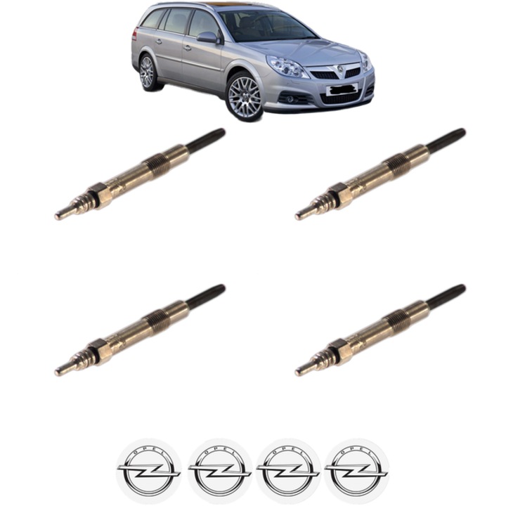 Set 4 Bujii Incandescente OPEL VECTRA C Estate (Z02) 1.9 CDTI (F35) CP 120 din 2004-2009, Bujie motor, Bosch, 4x Stickere auto cu OPEL