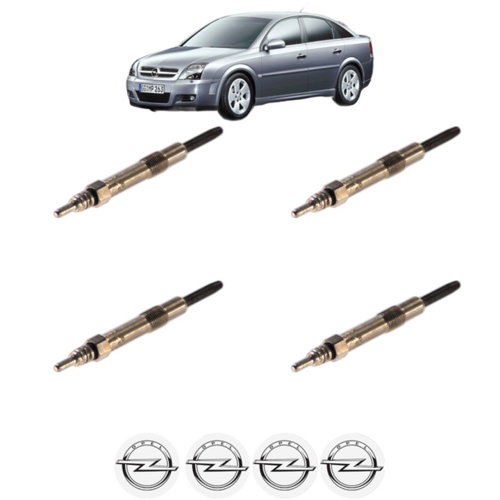 Set 4 Bujii Incandescente OPEL VECTRA C GTS (Z02) 1.9 CDTI (F68) CP 120 din 2004-2009, Bujie motor, Bosch, 4x Stickere auto cu OPEL