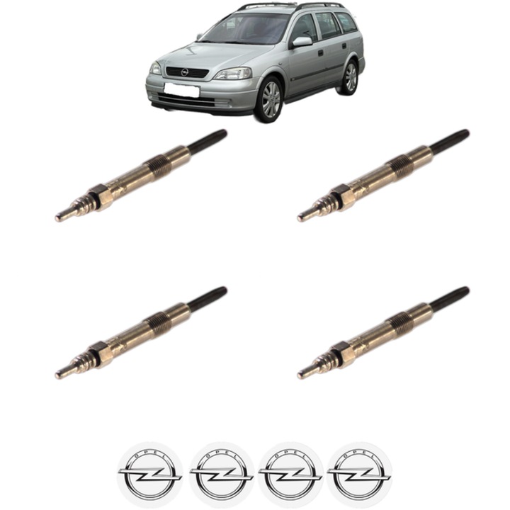 Set 4 Bujii Incandescente OPEL ASTRA H Estate Van (L70) 1.9 CDTI (L70) CP 120 din 2005-2010, Bujie motor, Bosch, 4x Stickere auto cu OPEL