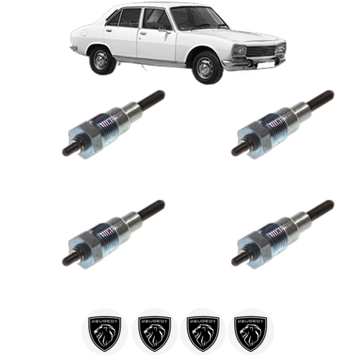 Set 4 Bujii Incandescente PEUGEOT 504 (A_, M_) 2.3 D (A40, A45) CP 69 din 1975-1983, Bujie motor, Bosch, 4x Stickere auto cu PEUGEOT