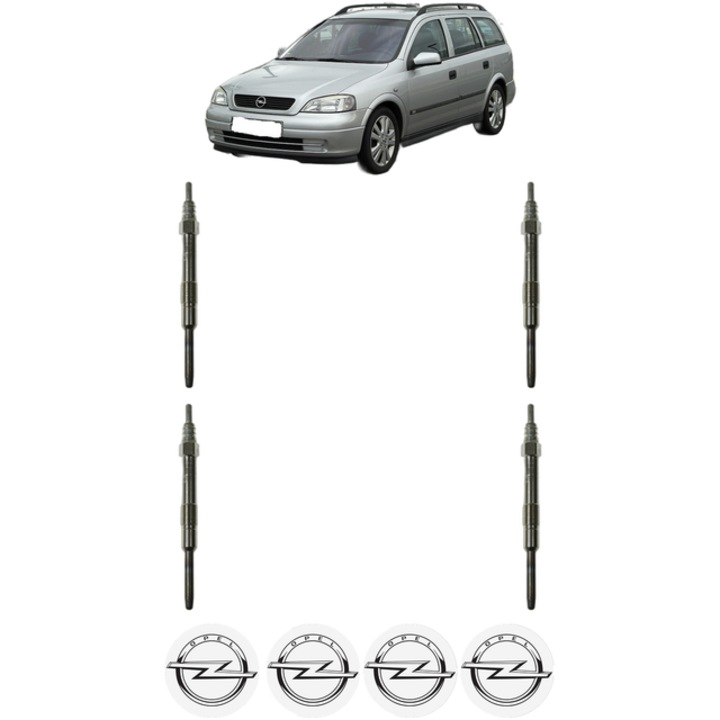 Set 4 Bujii Incandescente OPEL ASTRA H Estate Van (L70) 1.9 CDTI (L70) CP 120 din 2005-2010, Bujie motor, Bosch, 4x Stickere auto cu OPEL