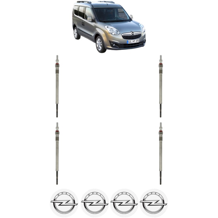 Set 4 Bujii Incandescente OPEL COMBO Tour (X12) 1.6 CDTI (C26, D26, E26, C05) CP 95 din 2015, Bujie motor, Bosch, 4x Stickere auto cu OPEL