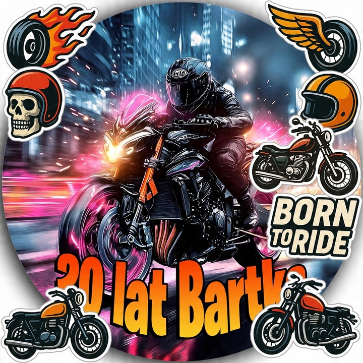 Oplatek jucarie pentru tort, WORLD CASE, 20cm, jucarie motocicleta, set cu 8 forme de taiat