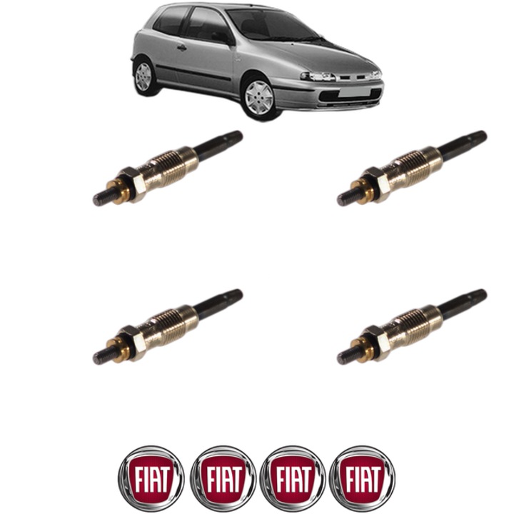Set 4 Bujii Incandescente FIAT BRAVO I (182_) 1.9 D CP 65 din 1995-2001, Bujie motor, Bosch, 4x Stickere auto cu FIAT