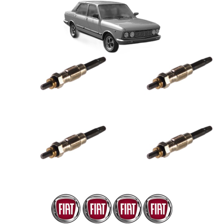 Set 4 Bujii Incandescente FIAT 132 (132_) 2.0 D CP 60 din 1978-1982, Bujie motor, Bosch, 4x Stickere auto cu FIAT