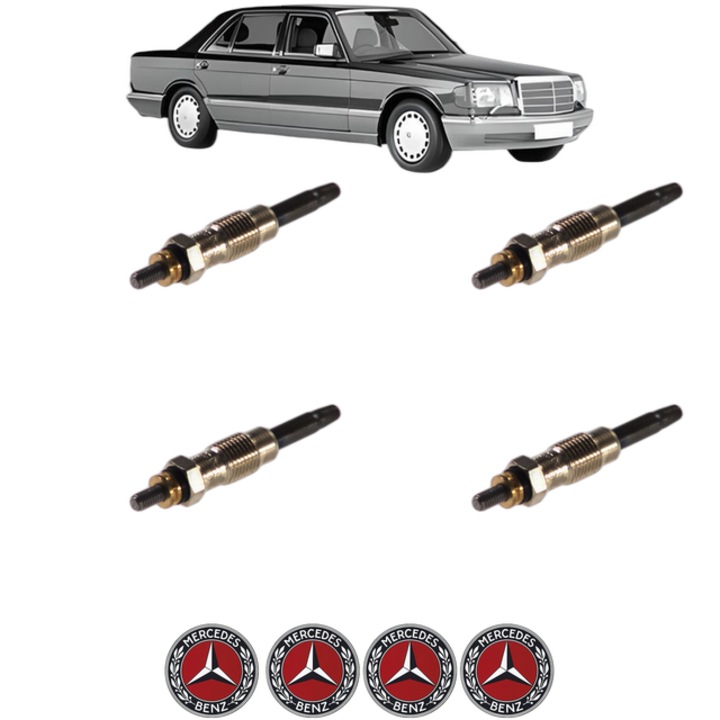Set 4 Bujii Incandescente MERCEDES-BENZ S-CLASS (W126) 300 SDL (126.125) CP 146 din 1986-1987, Bujie motor, Bosch, 4x Stickere auto cu MERCEDES-BENZ
