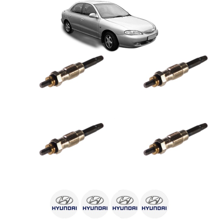 Set 4 Bujii Incandescente HYUNDAI LANTRA II (J-2) 1.9 D CP 68 din 1998-2000, Bujie motor, Bosch, 4x Stickere auto cu HYUNDAI