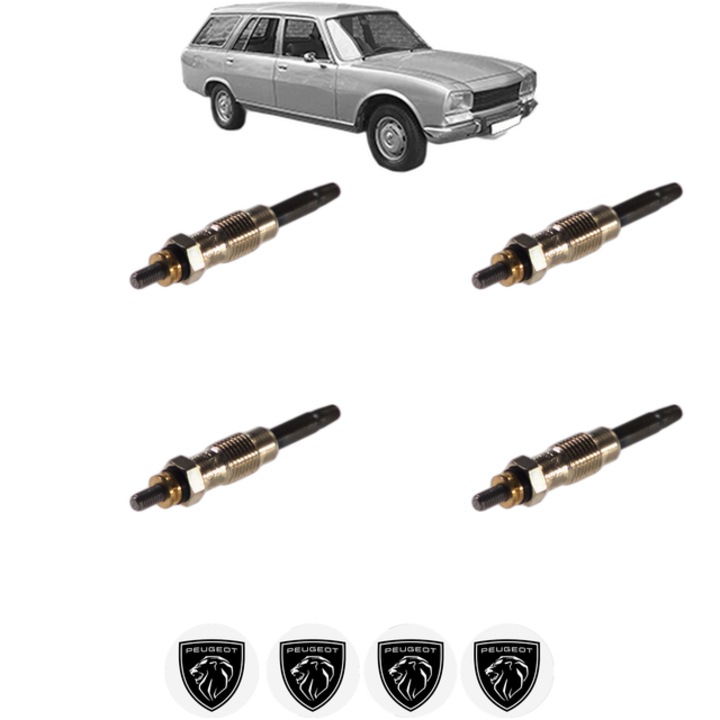 Set 4 Bujii Incandescente PEUGEOT 504 Break (D_, F_) 2.1 D (E20, F20) CP 65 din 1971-1986, Bujie motor, Bosch, 4x Stickere auto cu PEUGEOT