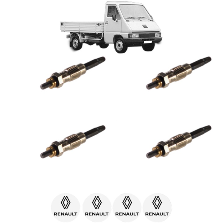 Set 4 Bujii Incandescente RENAULT MASTER I Platform/Chassis (P__) 2.5 DT CP 94 din 1989-1993, Bujie motor, Bosch, 4x Stickere auto cu RENAULT