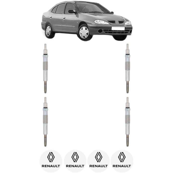 Set 4 Bujii Incandescente RENAULT MEGANE I Classic (LA0/1_) 1.9 D (LA0A, LA0U, LA0R) CP 64 din 1996-2003, Bujie motor, Bosch, 4x Stickere auto cu RENAULT