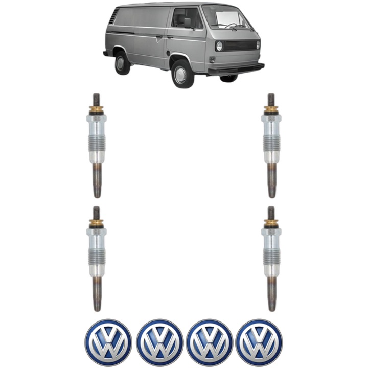 Set 4 Bujii Incandescente Volkswagen TRANSPORTER T3 Van (24_, 25_) 1.6 TD CP 69 din 1984-1992, Bujie motor, Bosch, 4x Stickere auto cu Volkswagen
