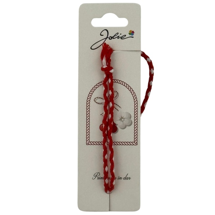 Martisor Traditional Bratara Impletita pentru 1 Martie, Jolie, Snur Textil, 12 x 4 cm, Rosu
