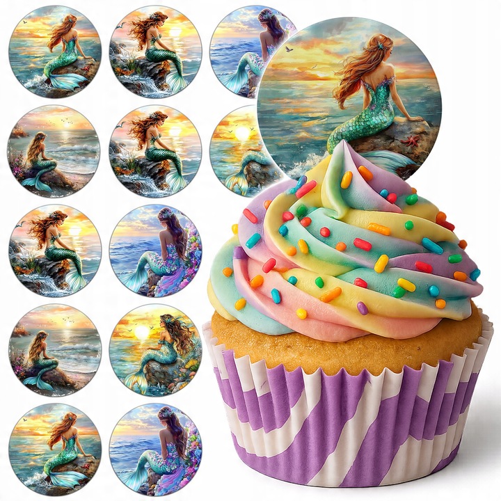 Комплект 12 вафлени торти, WORLD CASE, 6,5 см, многоцветни