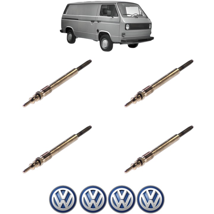Set 4 Bujii Incandescente Volkswagen TRANSPORTER T3 Van (24_, 25_) 1.6 TD CP 69 din 1984-1992, Bujie motor, Bosch, 4x Stickere auto cu Volkswagen