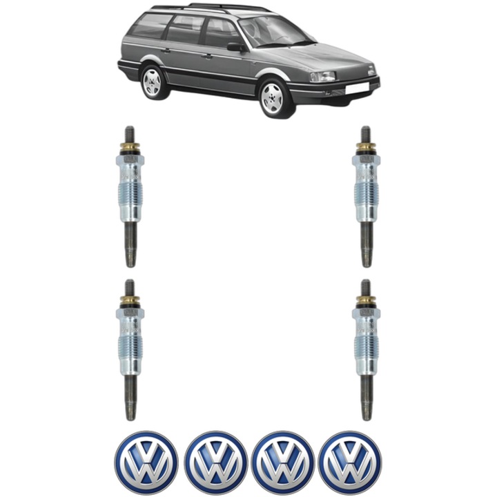 Set 4 Bujii Incandescente Volkswagen PASSAT B3/B4 Variant (3A5, 35I) 1.9 TD CP 75 din 1991-1997, Bujie motor, Bosch, 4x Stickere auto cu Volkswagen
